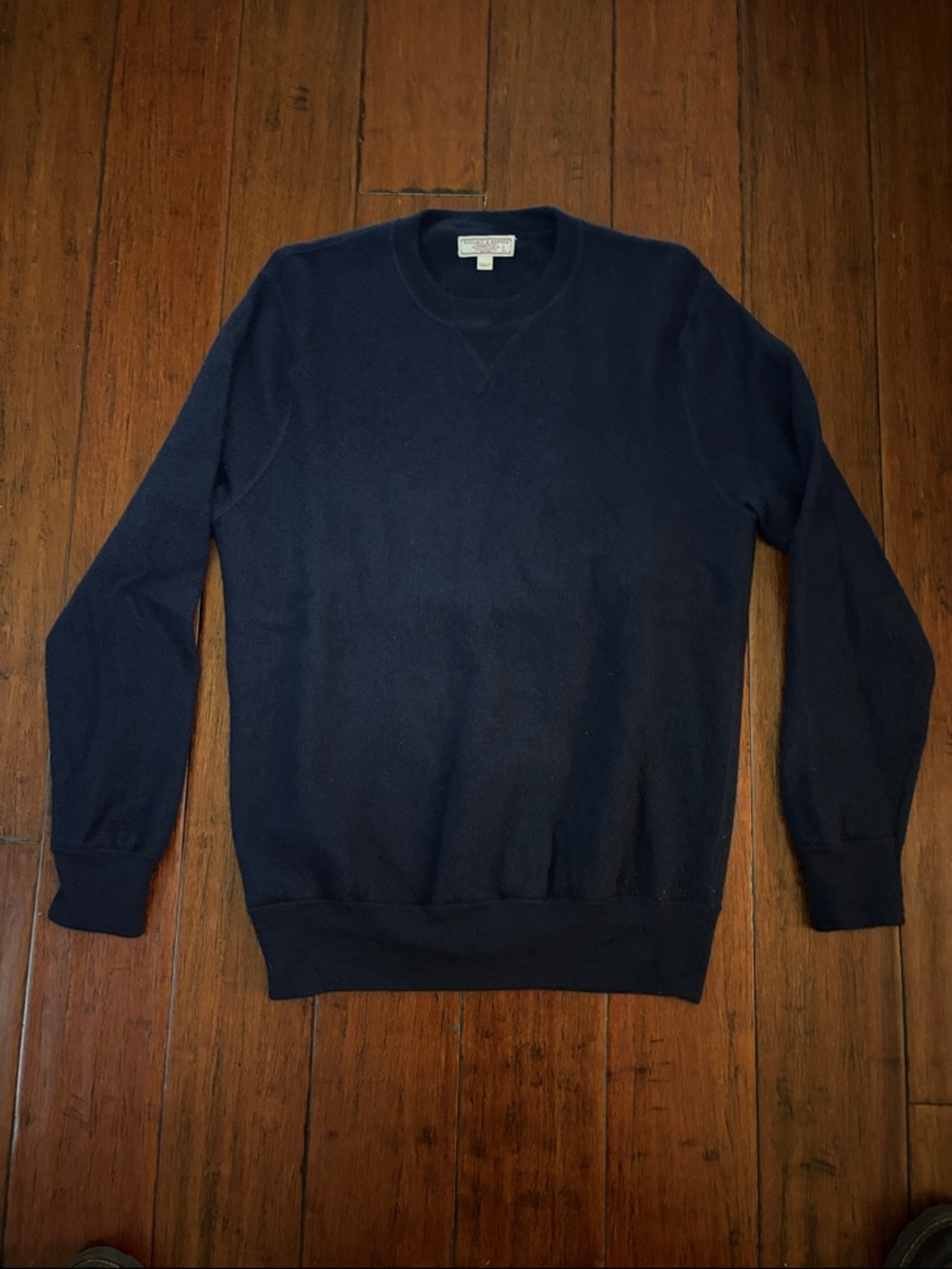 Wallace & Barnes Sweatshirt - Dark Navy, Men's L, 100% Boiled Merino Wool